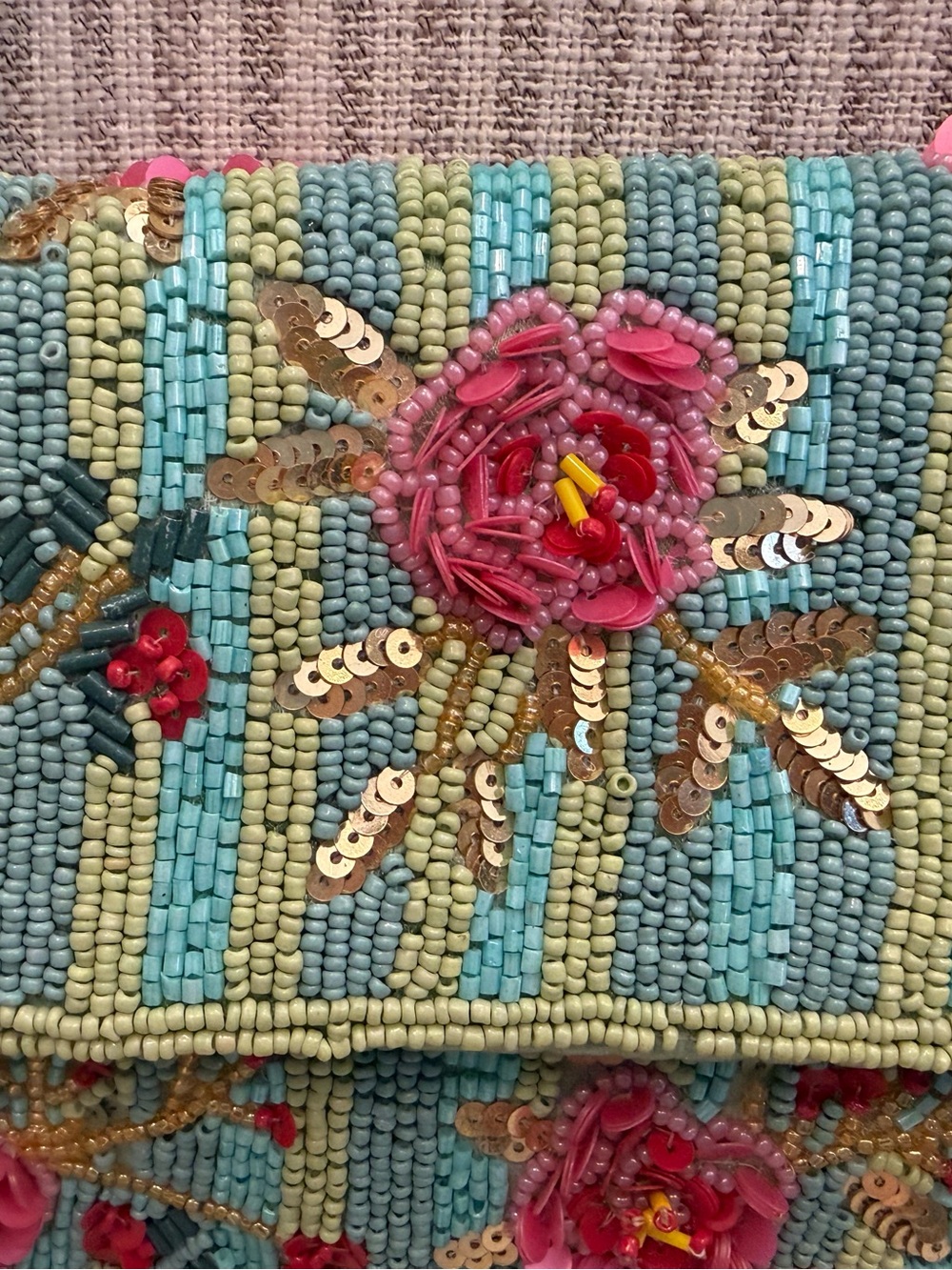 Rare Viral Love Shack Fancy Floral Beaded Bag, Made in India - Picture 2 of 5